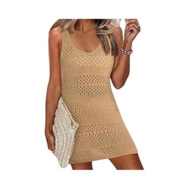 Imagem de Vestido Feminino De Malha Com Decote Em V, Cor Sólida, Com Fenda Later