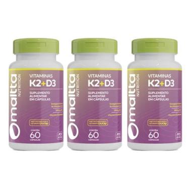 Imagem de Kit 3 Vitamina K2 + D3 3x60 cápsulas Maltta, Sem sabor