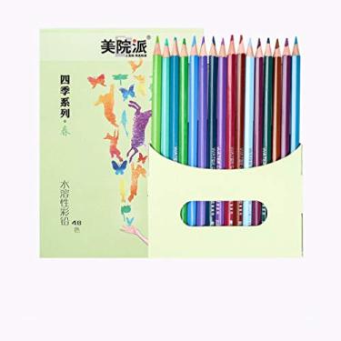 Imagem de Lápis de cor solúvel em água, 48 cores, desenho, caixa de lápis de cor