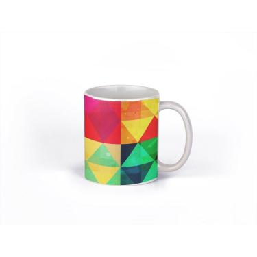 Imagem de Caneca ECF Triângulos Coloridos Branca Porcelana 325ml