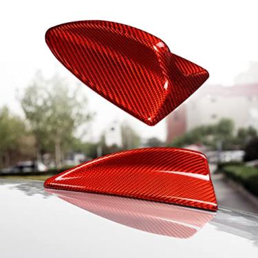 Imagem de FINMOKAL Guarnição De Cobertura De Antena De Barbatana De Tubarão De Fibra De Carbono Vermelha Adequada Para BMW 1 3 Series M3 E82 E46 E90 Preto, Fibra De Carbono