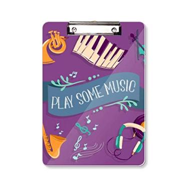 Imagem de Fone de ouvido de música de piano elétrico, pasta, bloco de anotação, placa de apoio A4