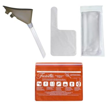 Imagem de Freshette Kit completo de dispositivos urinários femininos portátil, estojo de vinil, reutilizável, urinário feminino portátil e 12 bolsas descartáveis da coleção de funis femininos para fazer xixi em pé, uso ao ar livre