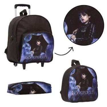 Imagem de Kit Mochila Escolar Rodinha Wandinha Com Lancheira Infantil - Toys 2U