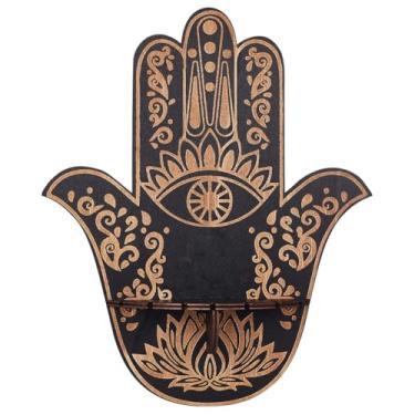 Imagem de CREATCABIN Hamsa Prateleira de cristal para decoração de parede de madeira olho turco, suporte de cristal, olho de horus, suporte flutuante para bruxas, suprimentos de altar, presente espiritual,