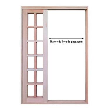 Imagem de Porta Balcão de Correr de Madeira Padrão Cedro Purgato Reto Batentes d