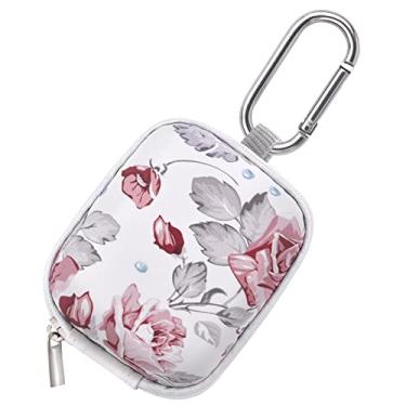 Imagem de Capa para fone de ouvido, AIRSPO Airpods Pro 2ª Geração, bolsa de armazenamento pequena, capa rígida de EVA à prova de choque com clipe mosquetão (rosa rosa)
