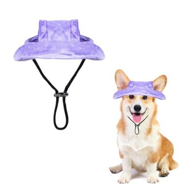 Imagem de Chapéu de sol para cães, 1 peça, chapéu balde de princesa ajustável com orifícios para orelhas, aba redonda para cães, chapéu de pescador para filhotes, cães pequenos, gatos, esportes ao ar livre