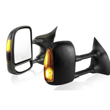 Imagem de Espelhos de reboque Perfit Zone de reposição para 1999-2007 F-250 F-350 F-450 F-550 Super DUTY, MANUAL, WO HEATED, W/SIGNAL DE fumaça, PRETO (conjunto de par)