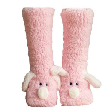 Imagem de UIVXXUD Meias aconchegantes de lã coral grossa antiderrapante para mulheres de 5 a 10 anos – Meias térmicas fofas de pelúcia felpudas e quentes para o inverno, conforto no chão interno, laváveis na