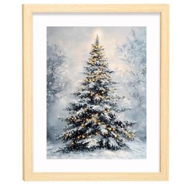 Imagem de Árvore de Natal vintage, decoração de férias, impressão de árvore de inverno rústica, arte de inverno botânica, decoração de parede de árvore de Natal