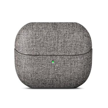 Imagem de LOPIE Capa para Samsung Galaxy Buds 3 / Buds3 Pro/Samsung Buds 3 FE Capa com cordão - Feita de couro vegano - Estilo lona - Capa rígida de proteção contra quedas feita à mão - cinza