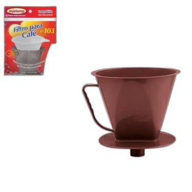 Imagem de 2 Coador Filtro Café Injetemp 103 E Porta Filtro Com Funil