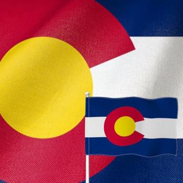 Imagem de YongFoto Bandeira do estado do Colorado, 0,8 x 1,2 m, dupla face, serapilheira CO, faixa de quatro lados, costurada, brilhante, cor viva, durável, resistente ao desbotamento UV, à prova de intempéries