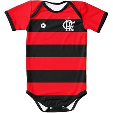 Imagem de Torcida Baby Body Flamengo Bebê Listrado com Proteção UV, Vermelho e Preto (GG)