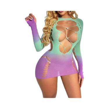 Imagem de Vestido Midi Transparente plus Size Feminino Sensual De Rede, Bodycon,