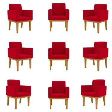 Imagem de Kit 9 Poltronas Decorativa Reforçada Balaqui Decor Vermelha