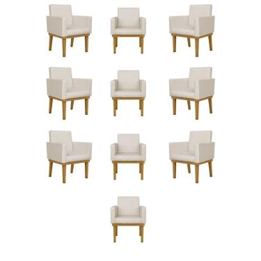 Imagem de Kit 12 Cadeiras Poltrona Com Base Recepção Courino Bege