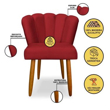 Imagem de Cadeira Para Mesa De Jantar Veludo Reforçada Balaqui Decor Vermelho