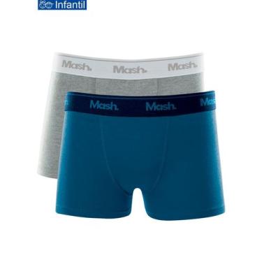 Imagem de Kit/2 Cueca Boxer Infantil Mash 110.07 Algodão T. P/GG, P, Cz05, Cinza