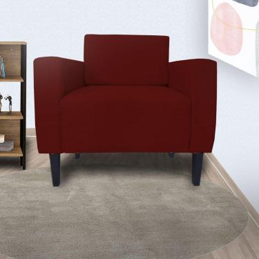Imagem de Poltrona Estofada Para Quarto Closet Leticia Slim Suede Vermelho Bordo - LM DECOR