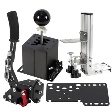 Imagem de PC USB Simulator Shifter 64 Bit Handbrake with Clamp L Shape Lever Kit Compatible with G29 G27 G25 G920 T300RS/GT Steering Wheel Sequential H Gear Shifter Compatible with ATS ETS Dust WRC Sim Racing