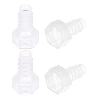 Imagem de uxcell Acoplador de encaixe de mangueira de polipropileno, 10 mm Barb x G3/8 adaptador de tubo de rosca fêmea, translúcido 4 peças