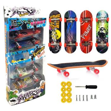 Imagem de Skate de Dedo Fingerboard Brinquedo Mini Kit 4 Presente - Miniatura Sk