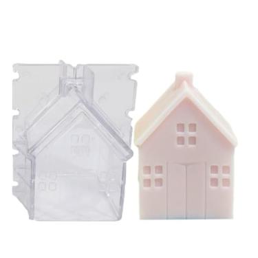 Imagem de Moldes de vela acrílica para casa pequena, durável, transparente, estilo europeu, castelos, forma de cubo, molde de plástico, faça você mesmo à mão, cera de soja, festa de casamento, decoração de casa