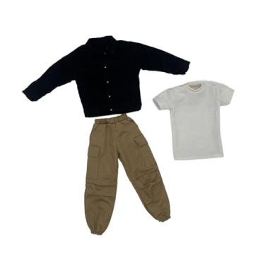 Imagem de Colaxi Roupas para bonecos de ação em escala 1/6, fantasias de boneca, ternos, roupas em miniatura, calças para bonecos masculinos de 12", , Preto