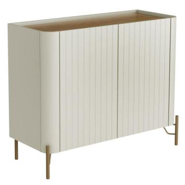 Imagem de Buffet Sala de Jantar 2 Portas Brise 1 Gaveta Pés Industrial Dourado N