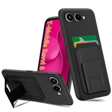 Imagem de Capa de telefone compatível com T-Mobile T Phone 3, suporte magnético multifuncional dobrável para cartões/compartimentos para suporte/carteira com suporte, capa protetora à prova de choque para