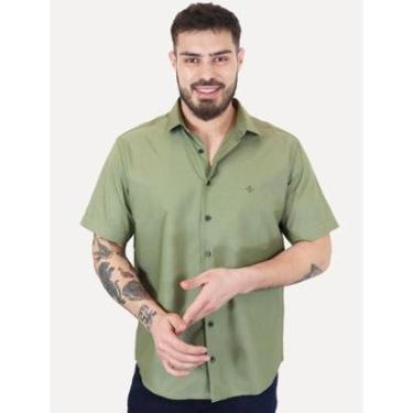 Imagem de Camisa Dudalina Masculina Manga Curta Comfort Superfine Cotton Lisa Verde-Masculino
