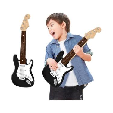Imagem de Guitarra Elétrica Infantil De 17 Polegadas Com 4 Cordas, Luzes LED, In