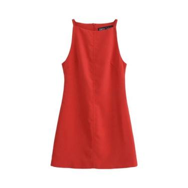 Imagem de Vestido Mini Bodycon - Branco, Preto, Vermelho e Azul - Decote Halter,
