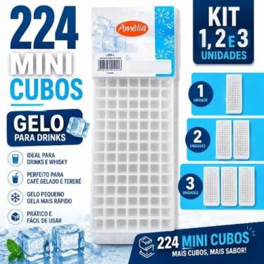 Imagem de Forma Gelo Mini Cubos 224 Cubinhos Drink Whisky Café Gelado - MINIMELI