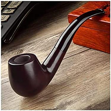 Imagem de Cachimbos de tabaco masculinos portáteis, cachimbo de madeira vintage esculpido à mão com filtro, Aldult curvo masculino, conjunto de cachimbos para fumantes, Brown2,4,5x15cm