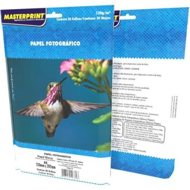 Imagem de Papel Fotográfico INKJET A4 GLOSSY 120G Pacote com 20 - Masterprint