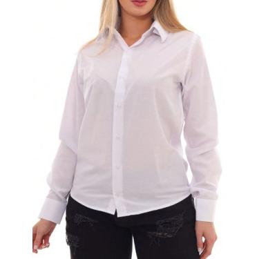 Imagem de Camisa Social Feminina Manga Longa Slim Branca - Pthirillo, GG, Branco
