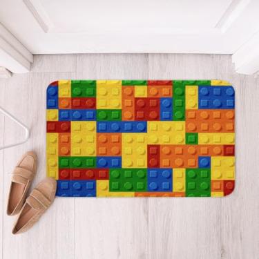 Imagem de Feelyou Blocos de Construção Tapetes de Banho para Banheiro Tapetes de Banheiro Antiderrapantes Absorventes Crianças Meninos Meninas Tapetes de Banho Geométricos Coloridos Tapete de Área Tapete para Cozinha Quarto Sala de Estar 20" x 32"
