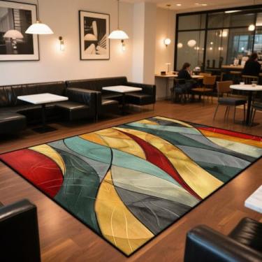 Imagem de Tapete para sala de estar, lavável, grande, estilo abstrato, decoração de área, capacho vermelho para entrada (80 x 160 cm, 31,5 x 63 pol./CX035-flannel-2)