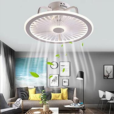 Imagem de Ventilador de teto com iluminação e controle remoto LED Luzes de teto ultrafinas e silenciosas Invisíveis Silencioso Ventiladores de cabeça de gato reguláveis de 40W Lâmpada de teto Sala de