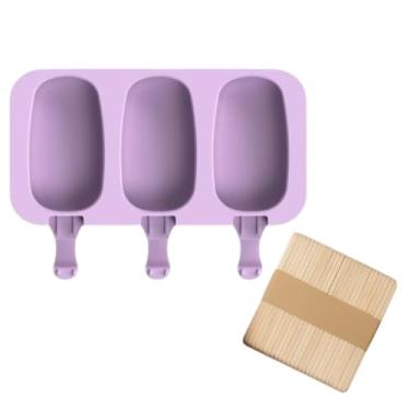 Imagem de KIT 2 Formas Picole Silicone C/100 Palitos 6 Cavidades Sorvete(KIT 1 Forma + 50 Palitos)