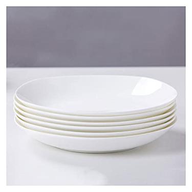 Imagem de Conjunto de 6 pratos de jantar de prato de serviço, conjunto de utensílios de cozinha para pratos, prato de aperitivo, pratos de salada e sobremesa, forno de micro-ondas e lava-louças (branco) pratos