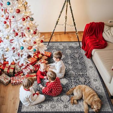 Imagem de Tapetes para sala de estar de 10 x 15 cm: Tapetes decorativos laváveis antiderrapantes para quarto de berçário, tapete neutro pequeno para cozinha, sala de jantar, tapete de chão sem queda para quarto
