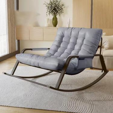 Imagem de Cadeiras de balanço para pátio, cadeiras de balancim acolchoadas com encosto alto, dobrável, bolso lateral, cadeira de balancim portátil, design robusto para sala de estar, quarto, escritórios