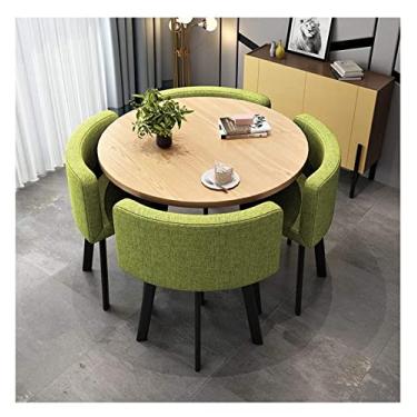 Imagem de Conjunto de mesa e cadeira de escritório mesa de centro de negócios, recepção de negociação 1 mesa e 4 cadeiras home office sala de reunião conjunto de mesa de jantar redonda e cadeira de algodão e