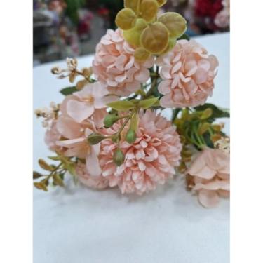 Imagem de Planta Artificial Buquê de Flores 30cm – Crisântemo, Rosa e Margarida – Decoração de Casa, Escritório e Festas (rose,1 UNID)