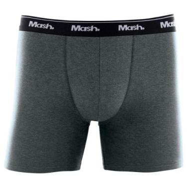 Imagem de Cueca Boxer Longa Mash Masculina Cotton Algodão Elástico, Cinza mescla
