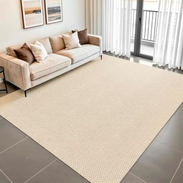 Imagem de Tapete Sala 2,00 x 3,00 Grande de Sisal com Algodão Antiderrapante Juta Rústico Cru Bege Claro Areia Artesanal de Tear Decoração Natural Geométrico Versátil
